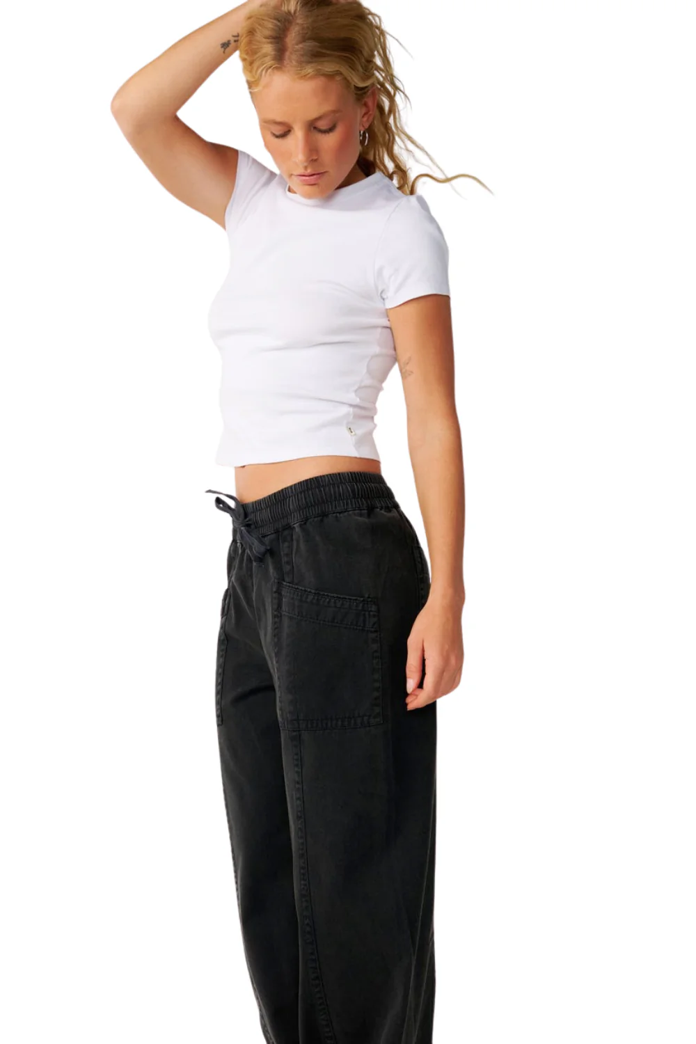 Rip Curl Bossa Nova Womens Twill Wide Leg Trousers Washed Black - Image 5