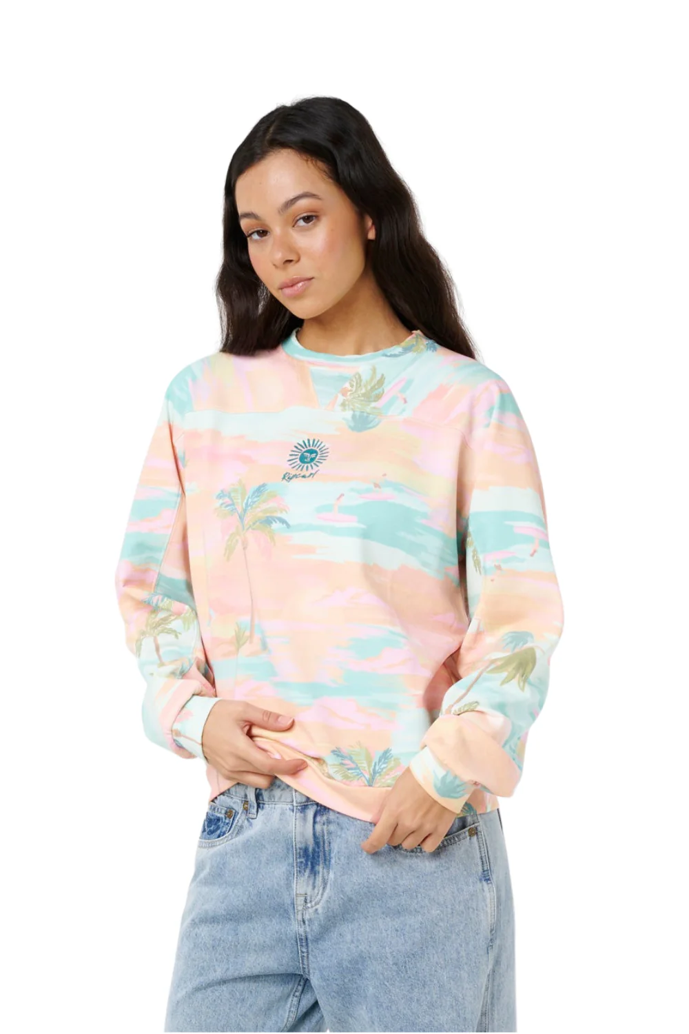 Rip Curl Catalina Island Womens Relaxed Crew Peach - Image 3