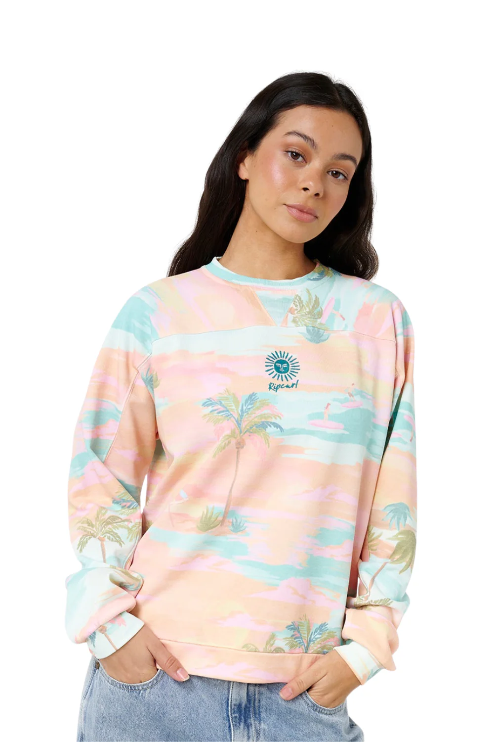 Rip Curl Catalina Island Womens Relaxed Crew Peach - Image 4