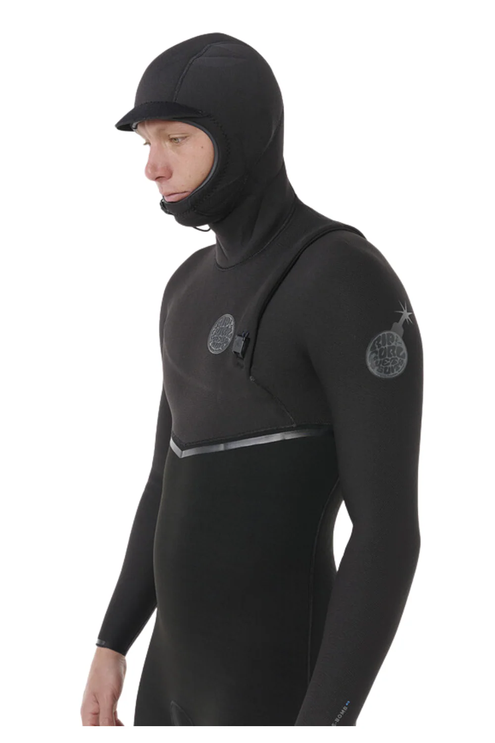 Rip Curl E Bomb 5/4mm Zip Free Hooded Wetsuit Black - Image 4
