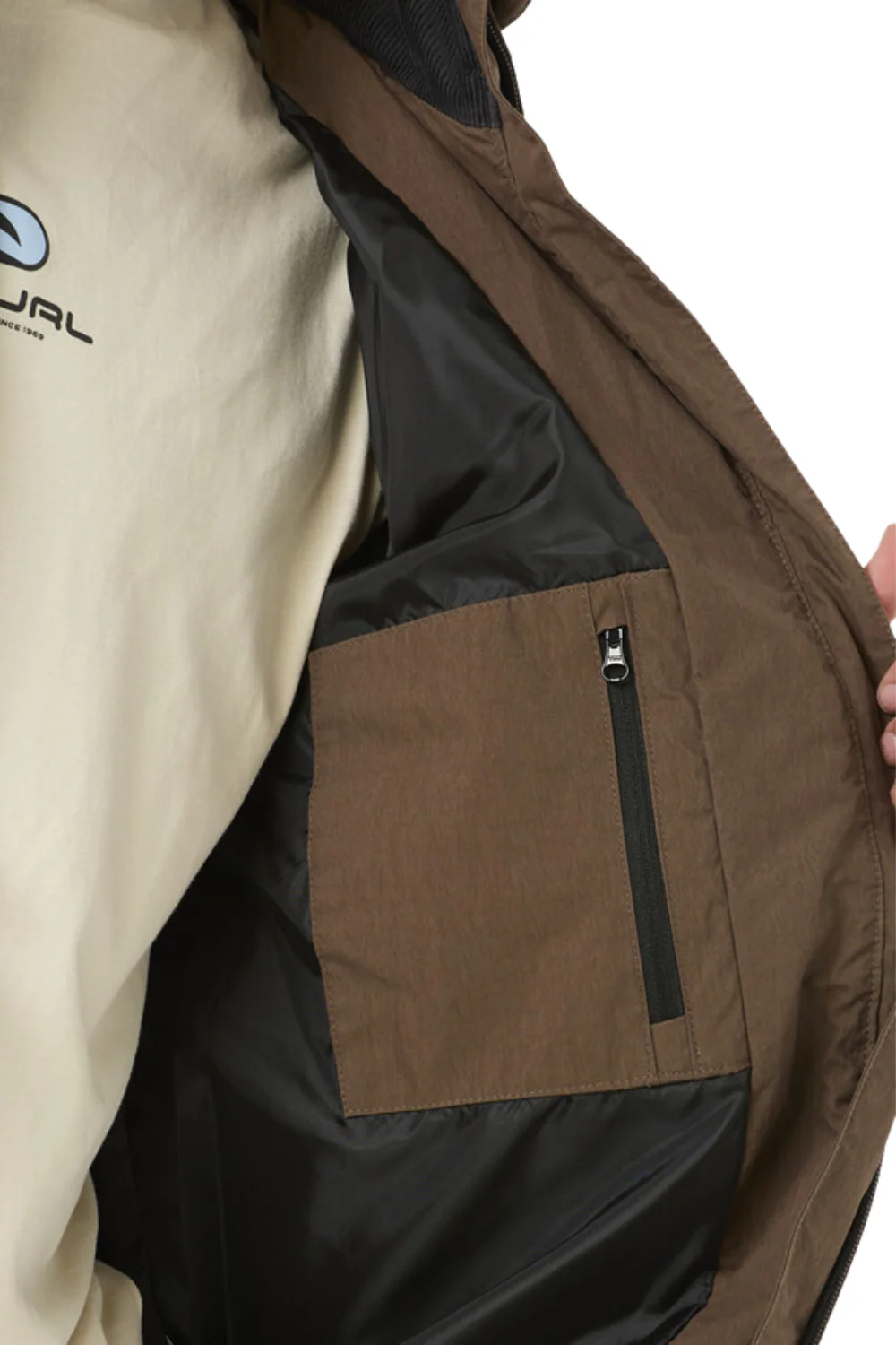 Rip Curl Fade Out Cord Puffer Jacket Chocolate - Image 4
