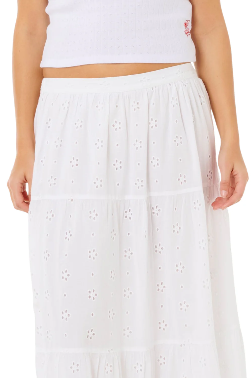 Rip Curl Oasis Broderie Maxi Skirt White - Image 3