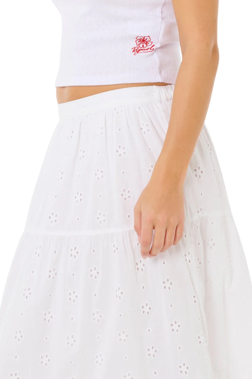 Rip Curl Oasis Broderie Maxi Skirt White - Image 4