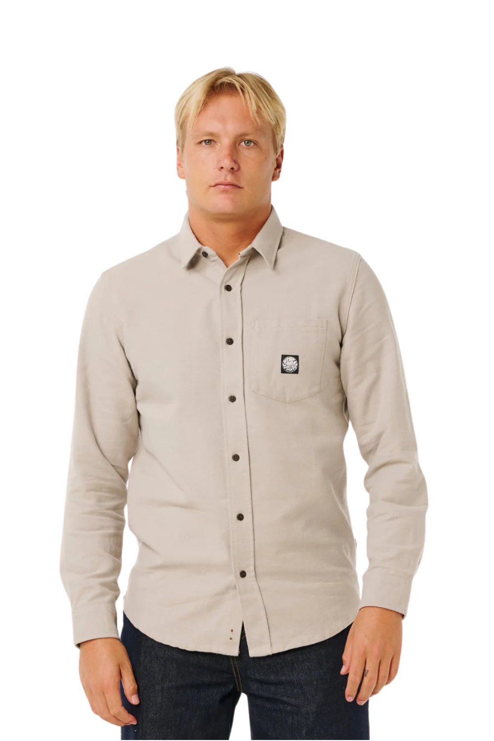 Rip Curl Premium Surf Mens Long Sleeve Shirt Stone