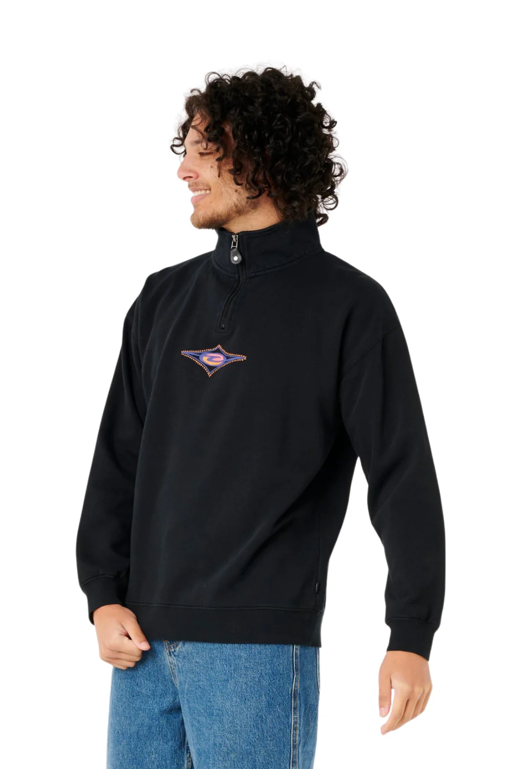 Rip Curl Raw Energy 1/4 Zip Crew Fleece Black - Image 2