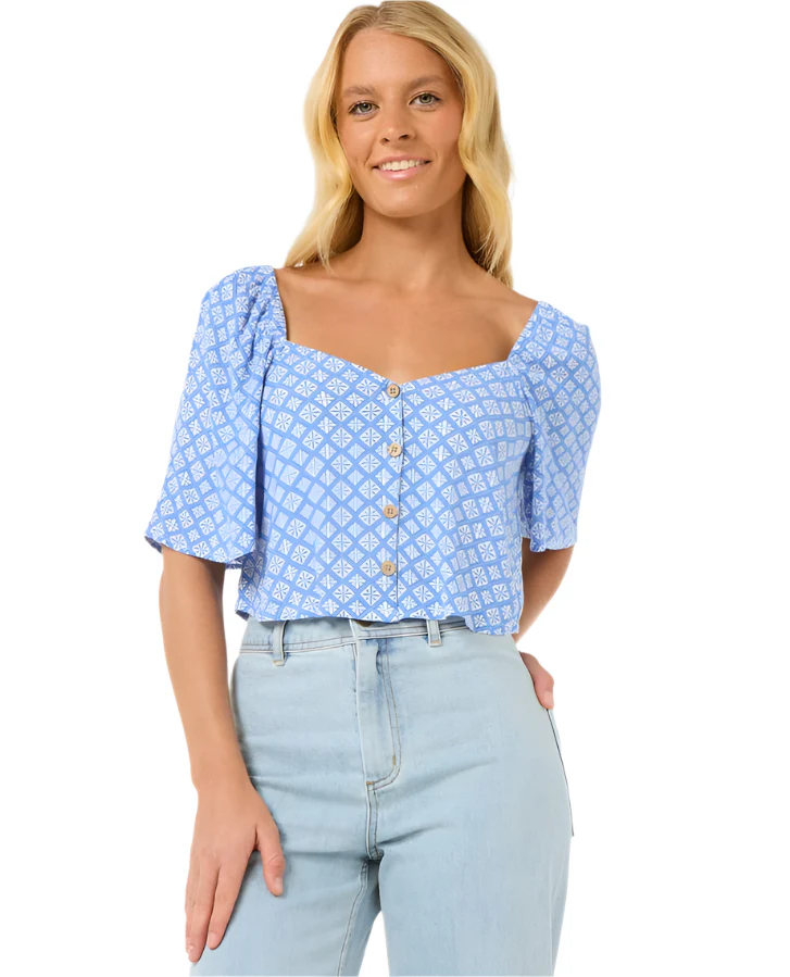 Rip Curl San Carlos Button Through Top Blue - Image 2