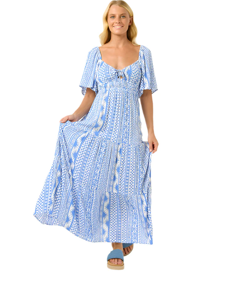 Rip Curl San Carlos S/S Maxi Dress Blue - Image 3