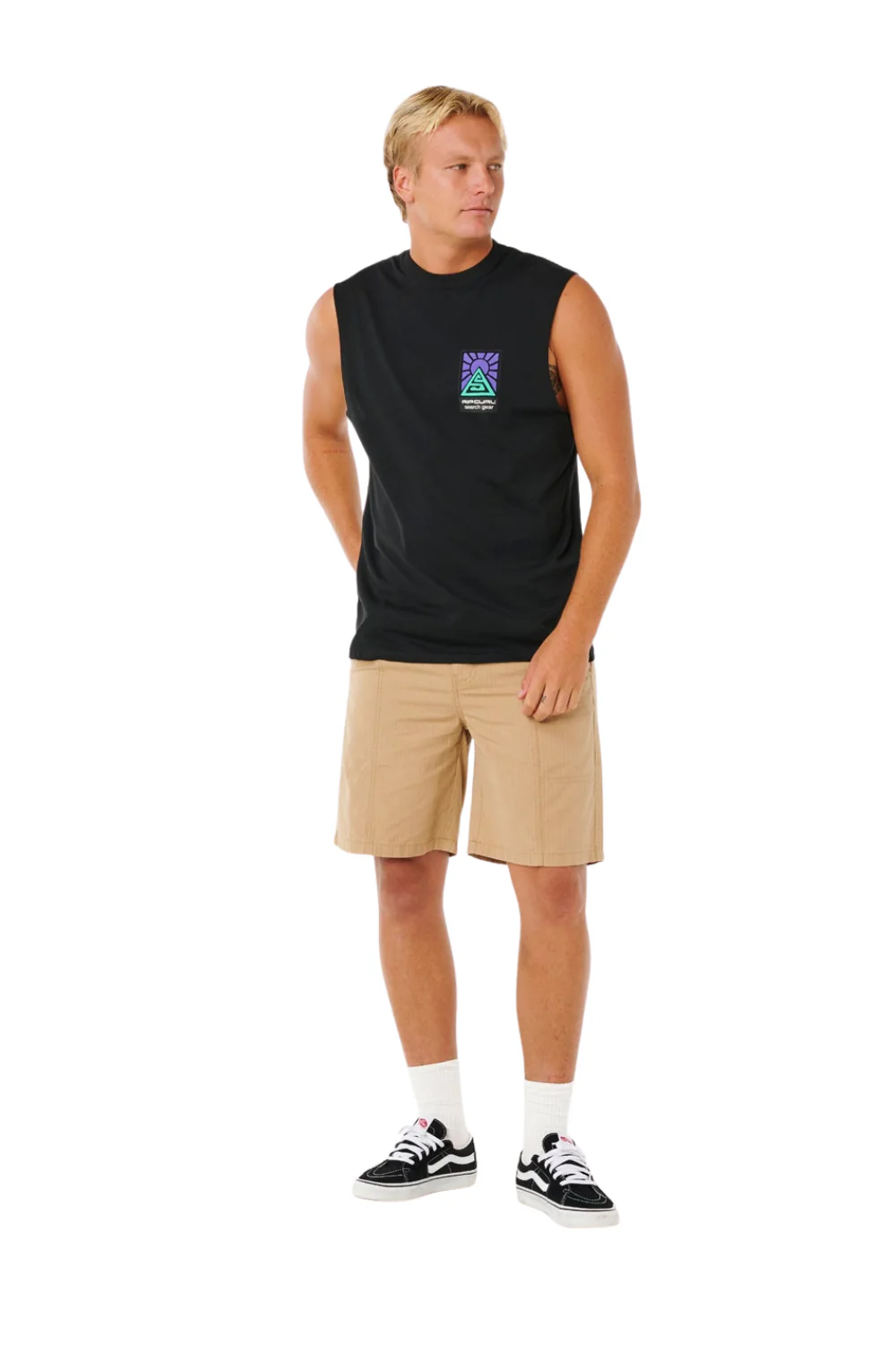 Rip Curl Search Dawn Muscle Mens T-Shirt Black - Image 4