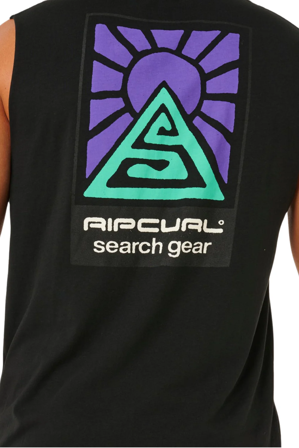 Rip Curl Search Dawn Muscle Mens T-Shirt Black - Image 5