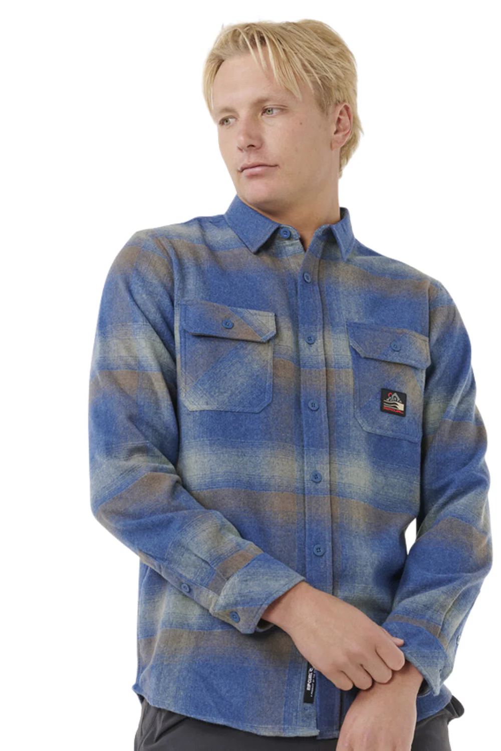 Rip Curl Search Wool Flannel Shirt Light Navy - Image 3