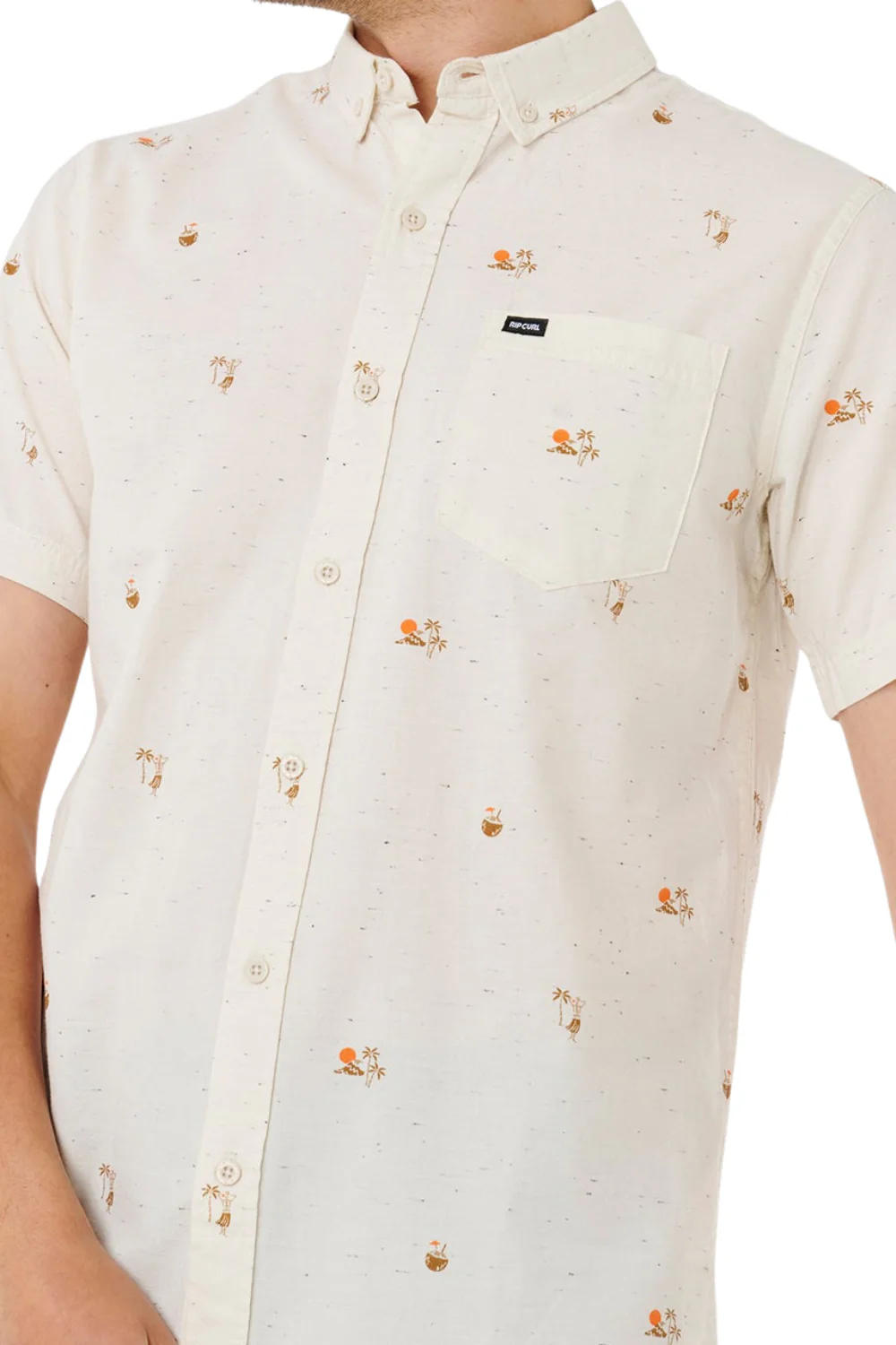 Rip Curl Skelly Breach Mens Short Sleeve Shirt Off White - Image 5