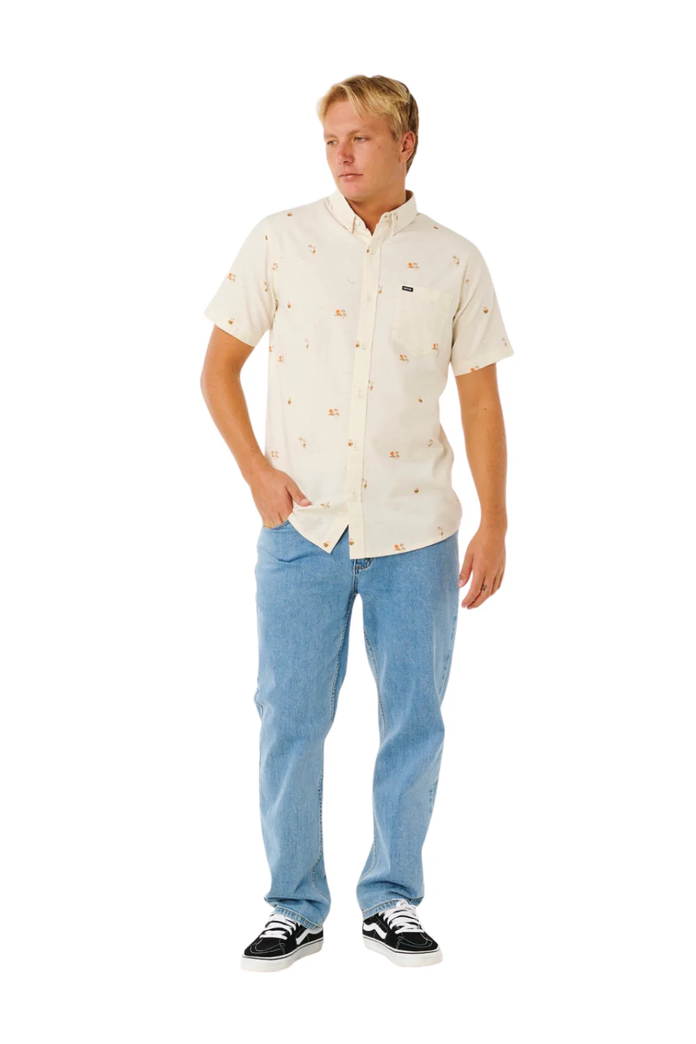 Rip Curl Skelly Breach Mens Short Sleeve Shirt Off White - Image 6