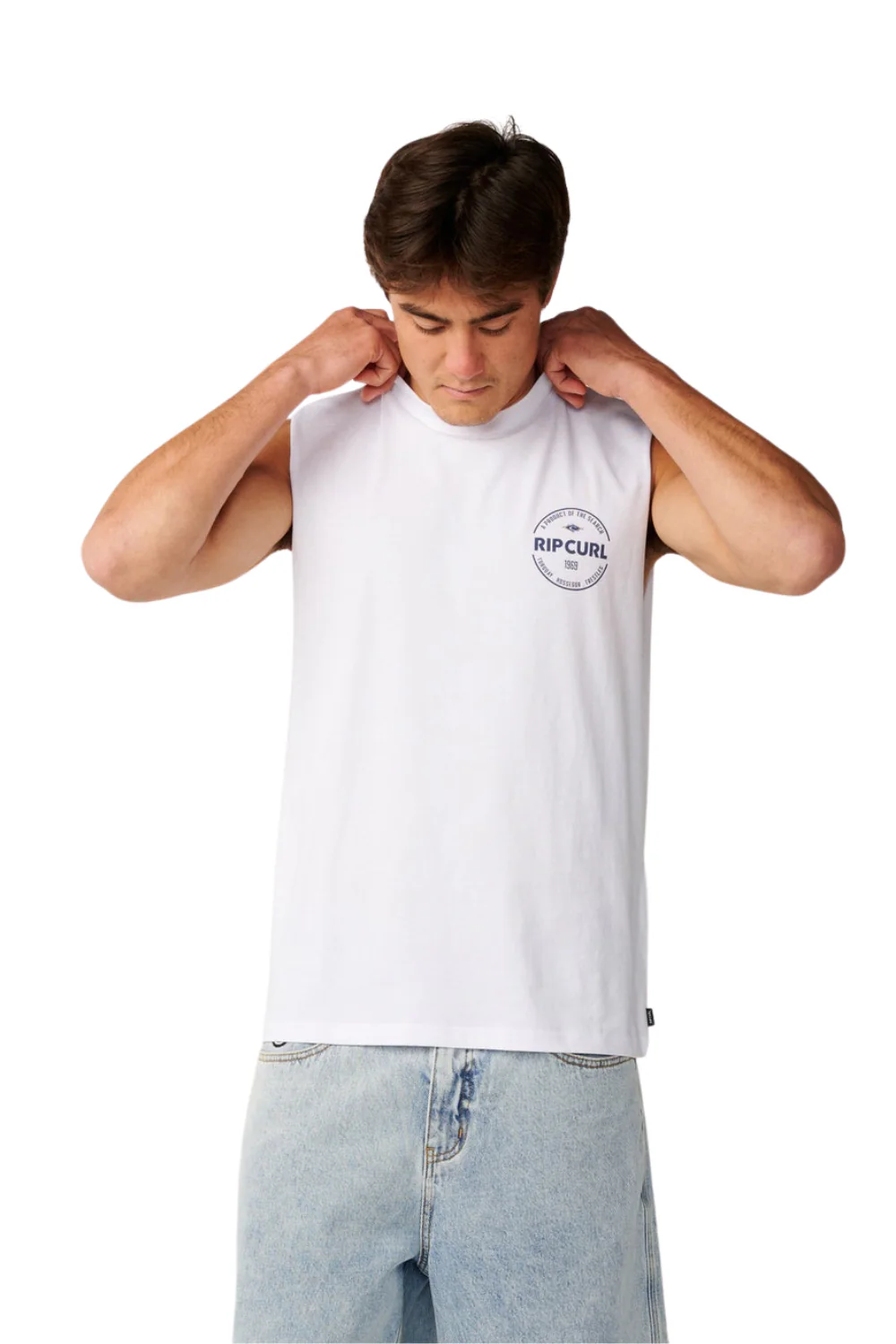 Rip Curl Staple Mens Muscle Vest White - Image 2