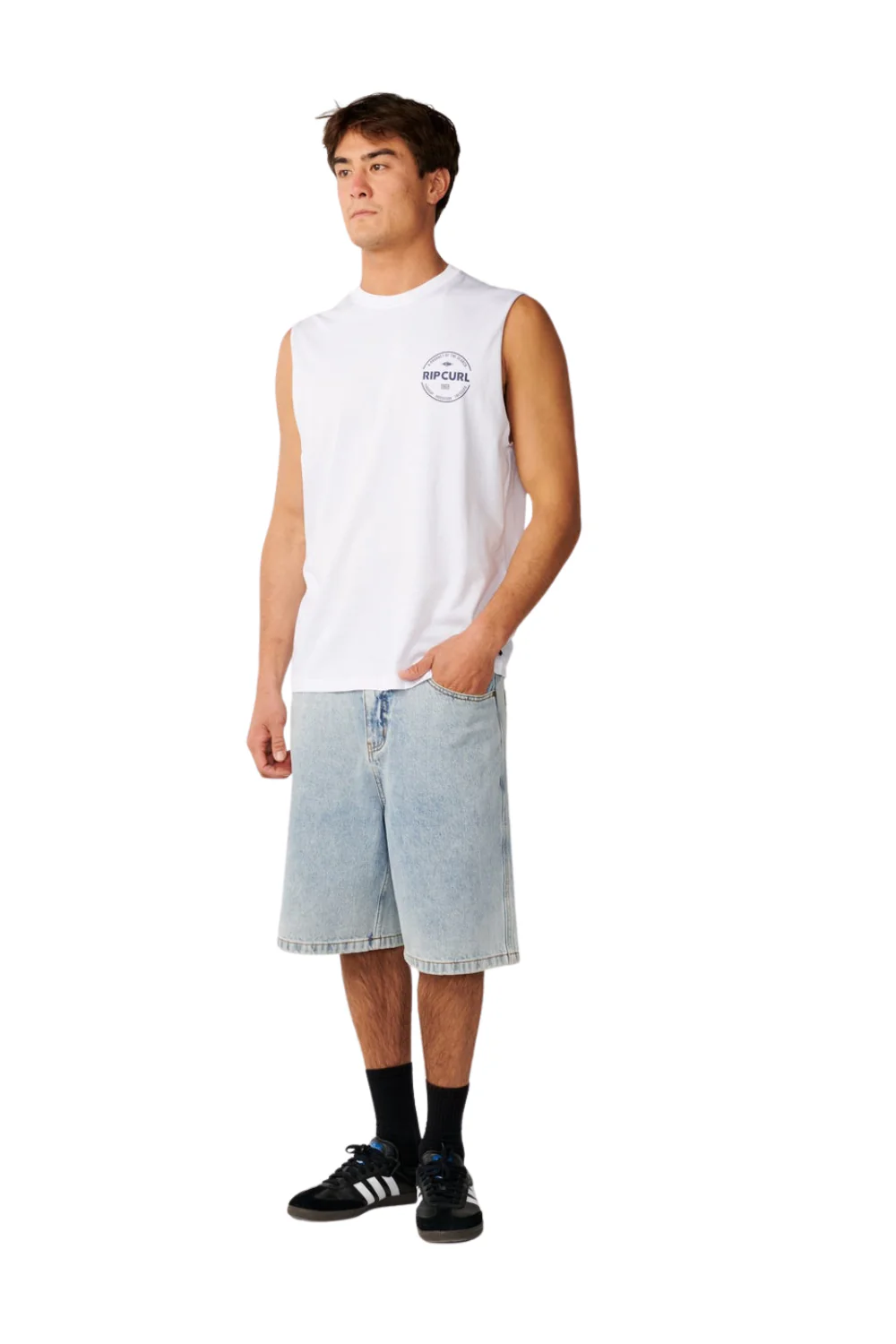 Rip Curl Staple Mens Muscle Vest White - Image 5