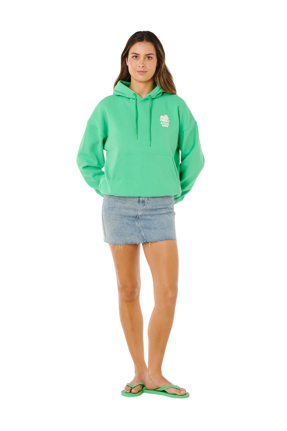 Rip Curl Surf Puff Heritage Womens Hoodie Green - Image 4
