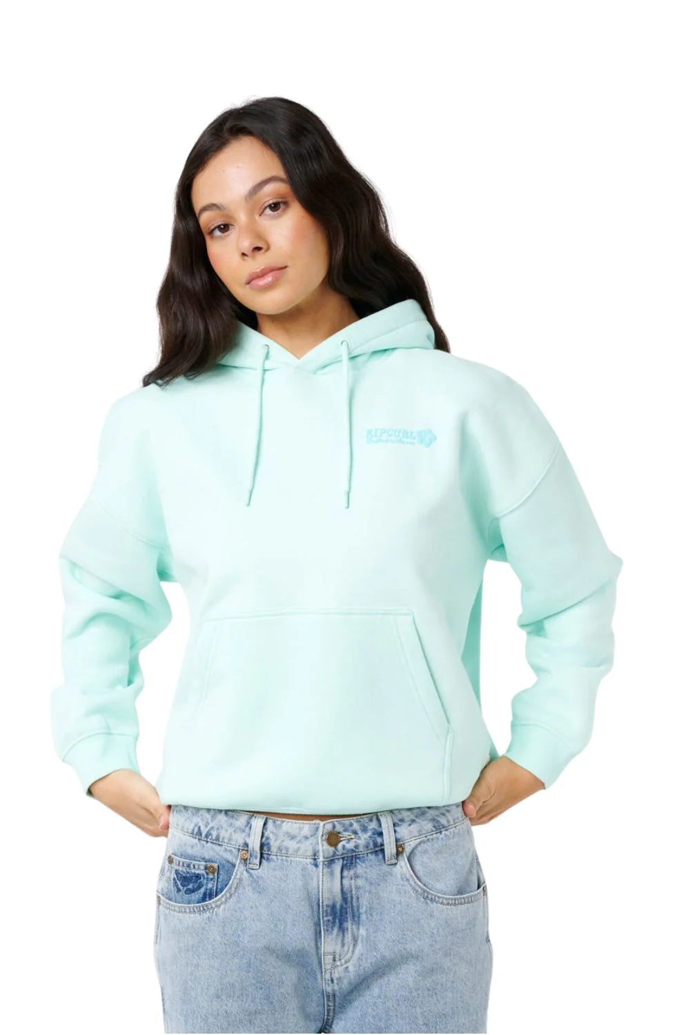Rip Curl Surf Puff Heritage Womens Hoodie Light Blue - Image 4