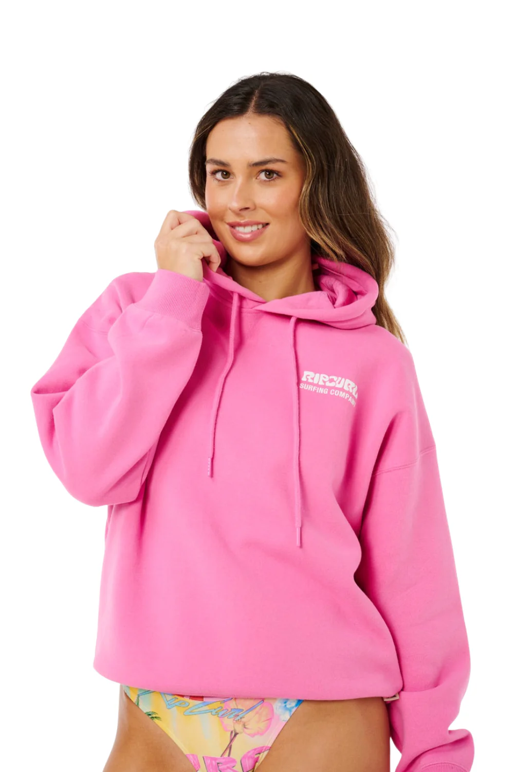 Rip Curl Surf Puff Heritage Womens Hoodie Super Pink - Image 6