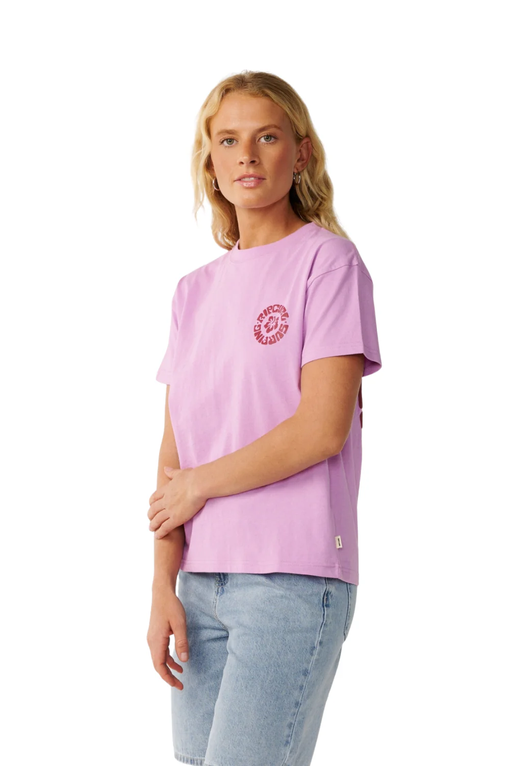 Rip Curl Surf Puff Party Pack Womens Relaxed T-Shirt Bright Lilac - Image 2