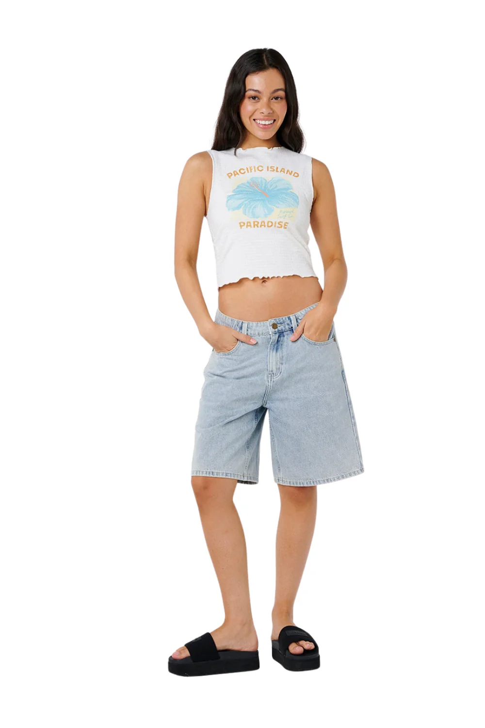 Rip Curl Topanga Canyon Shirred Womens Tank Top White - Image 6