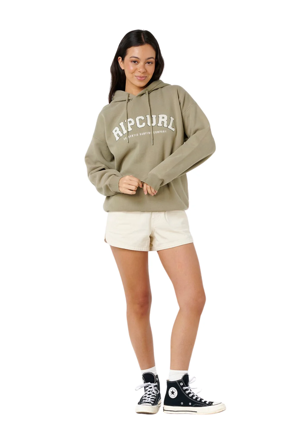 Rip Curl Varsity Womens Hoodie Olive - Image 3