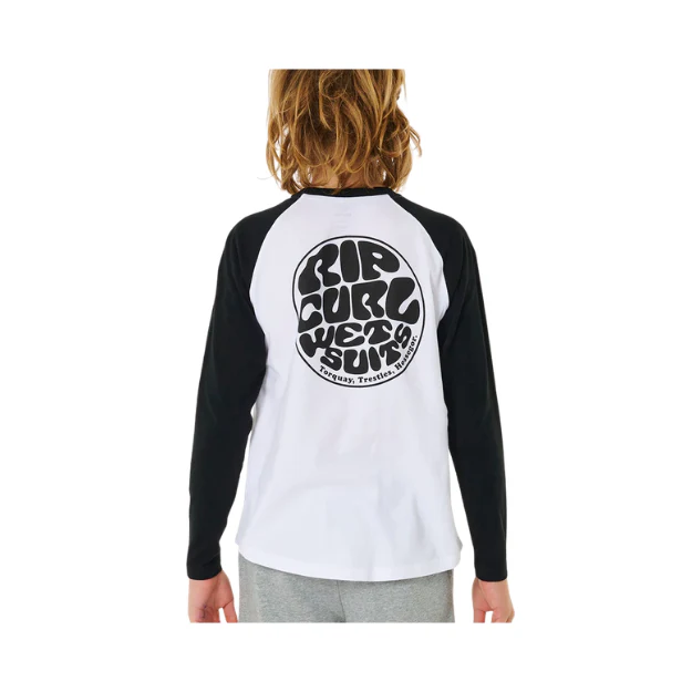 Rip Curl Wettie Icon Boys Long Sleeve T-Shirt White - Image 2