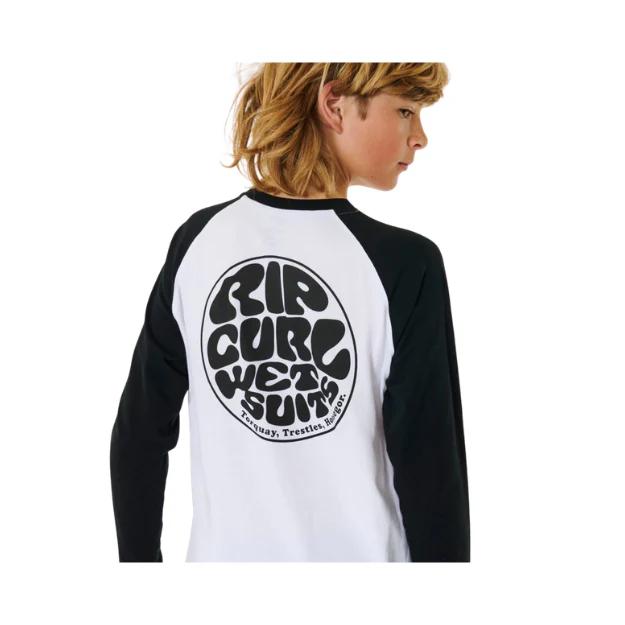 Rip Curl Wettie Icon Boys Long Sleeve T-Shirt White - Image 4