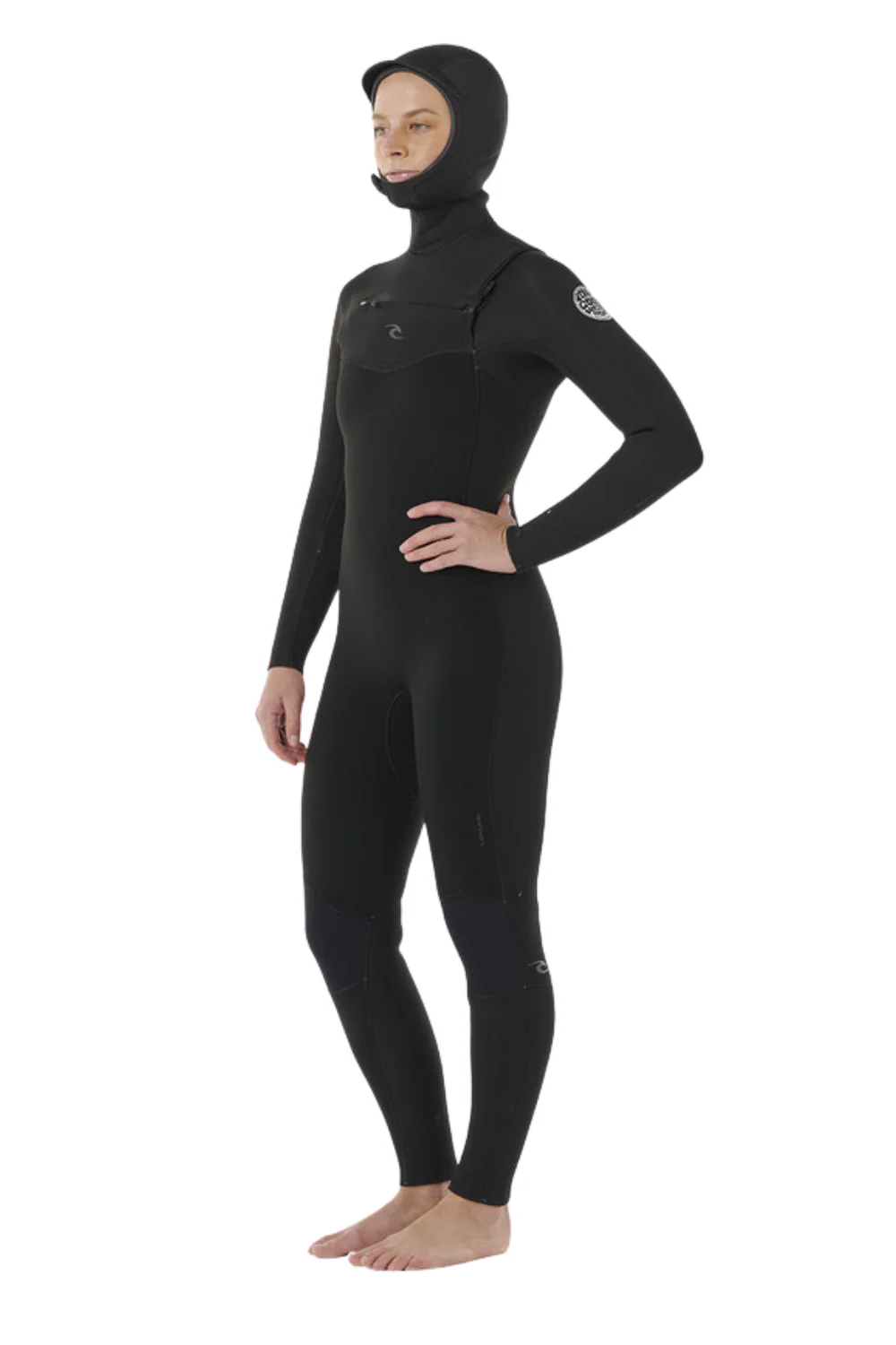 Rip Curl Womens Dawn Patrol 5/4mm Chest Zip Hooded Wetsuit Black - Image 5