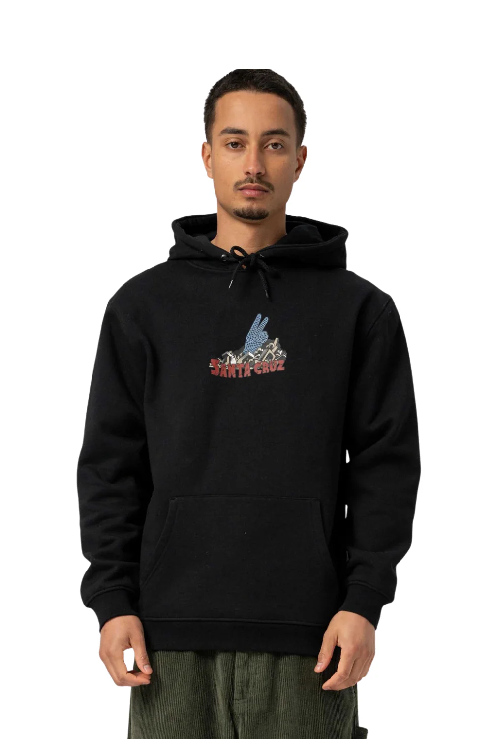 Santa Cruz Mens Kendall Grid Hand Centre Hoodie Black - Image 2
