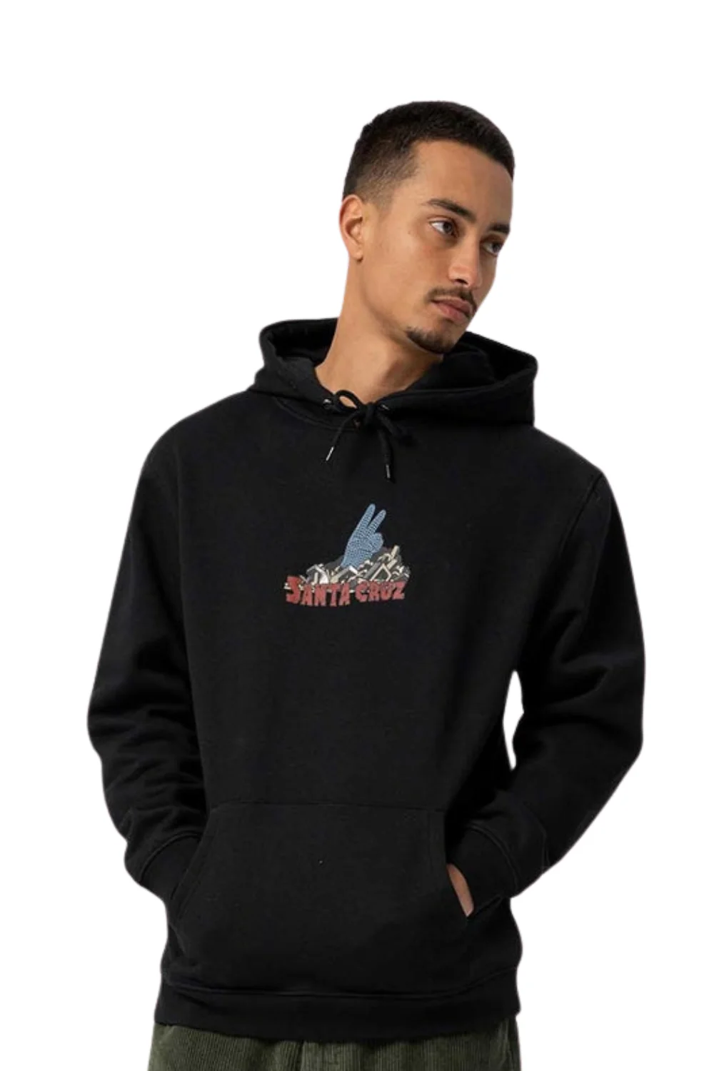 Santa Cruz Mens Kendall Grid Hand Centre Hoodie Black - Image 3