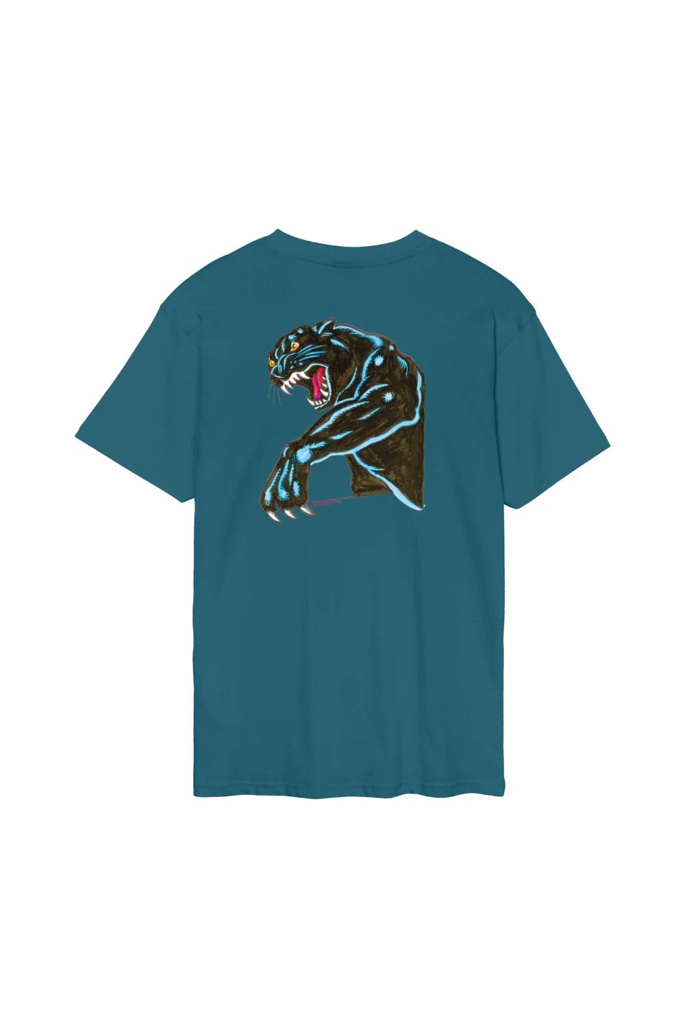 Santa Cruz Natas Sketch Panther Mens T-Shirt Teal - Image 4