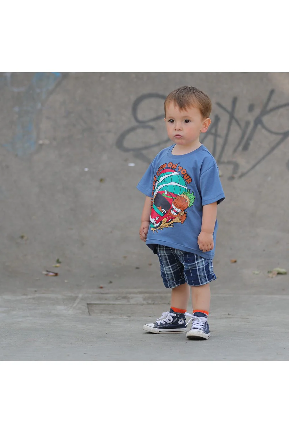 Tiki Crew On Tour Youth Short Sleeve T-Shirt Faded Denim - Image 3