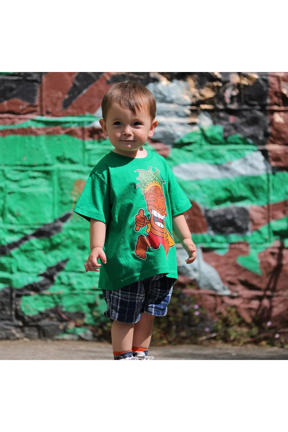 Tiki Man Youth Short Sleeve T-Shirt Kelly Green - Image 2