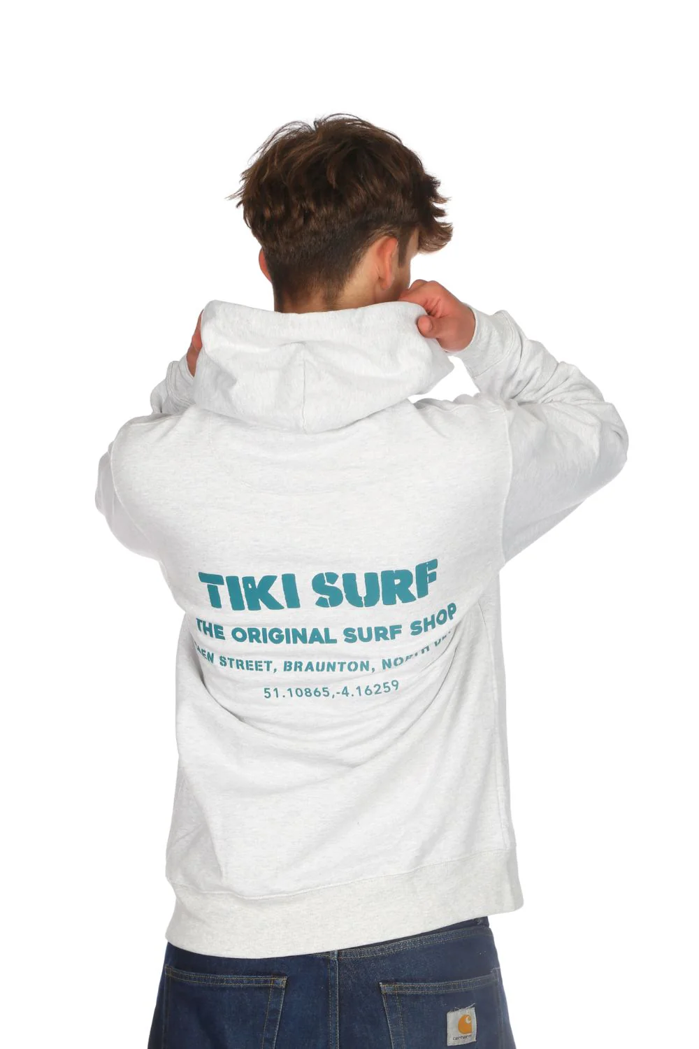 Tiki OG Surf Shop Hoodie Cool Heather Grey - Image 3