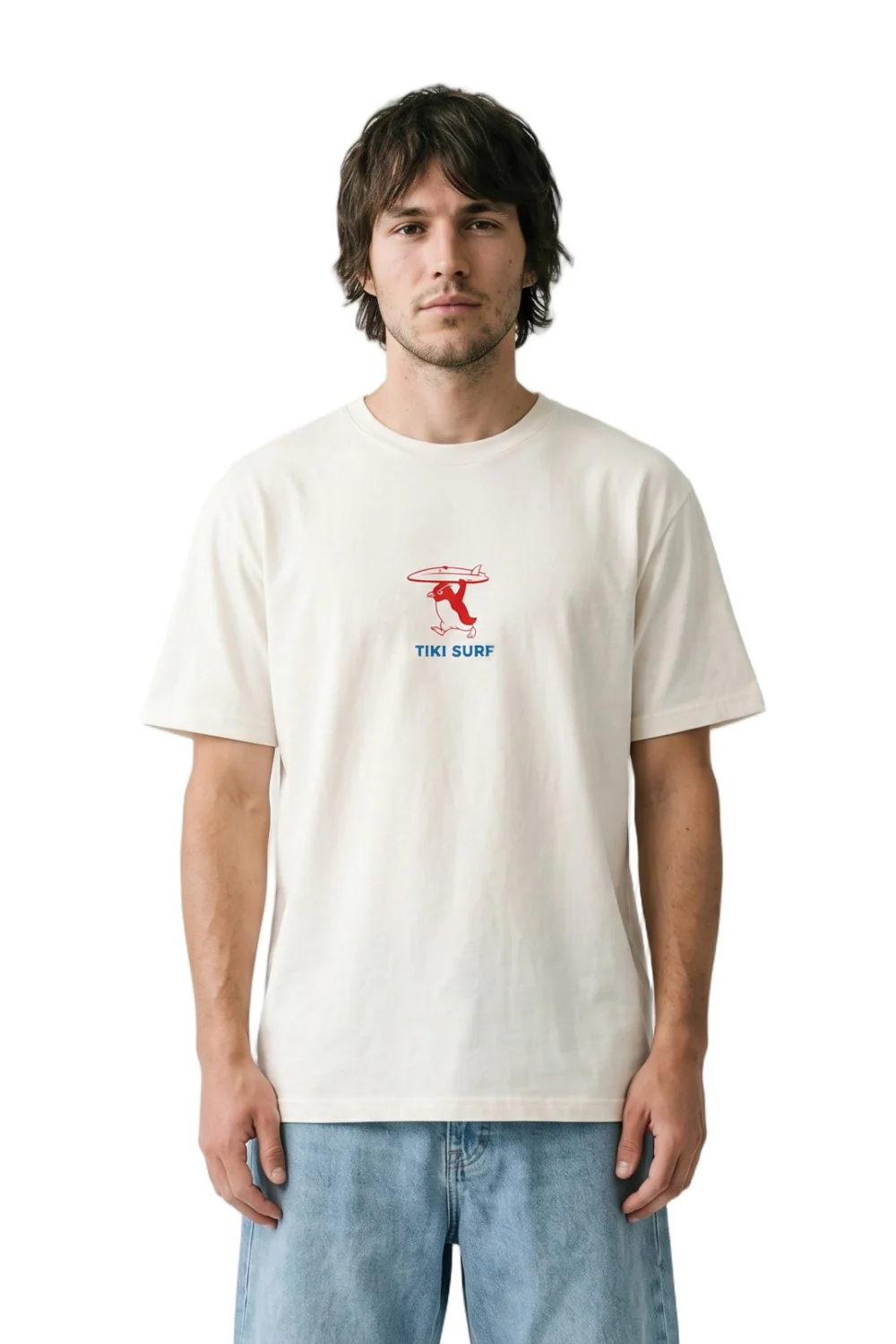 Tiki Penguin Mens T-Shirt Off White