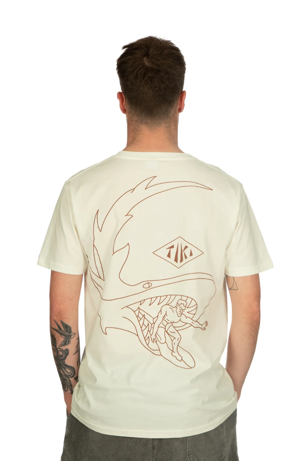 Tiki Retro Shark T-Shirt White Wash