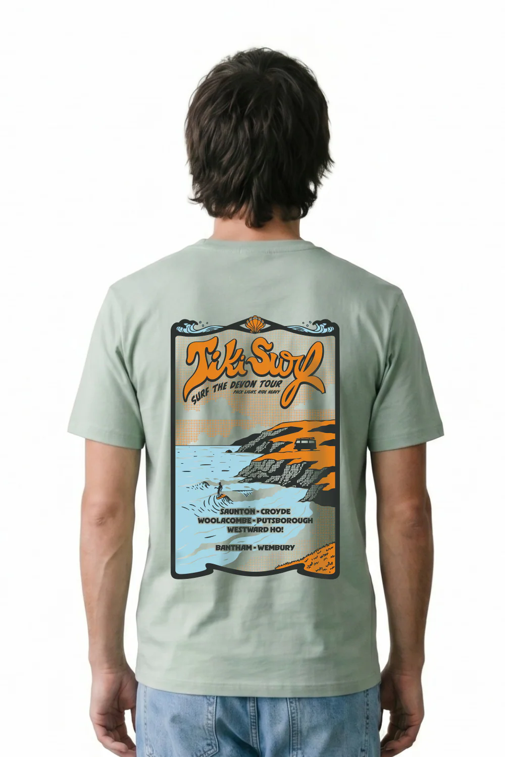 Tiki Surf Tour Mens T-Shirt Aloe