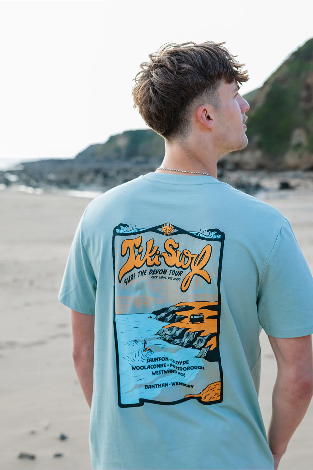 Tiki Surf Tour Mens T-Shirt Aloe - Image 2