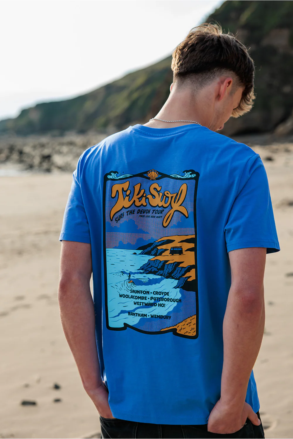 Tiki Surf Tour Mens T-Shirt Bright Blue - Image 4