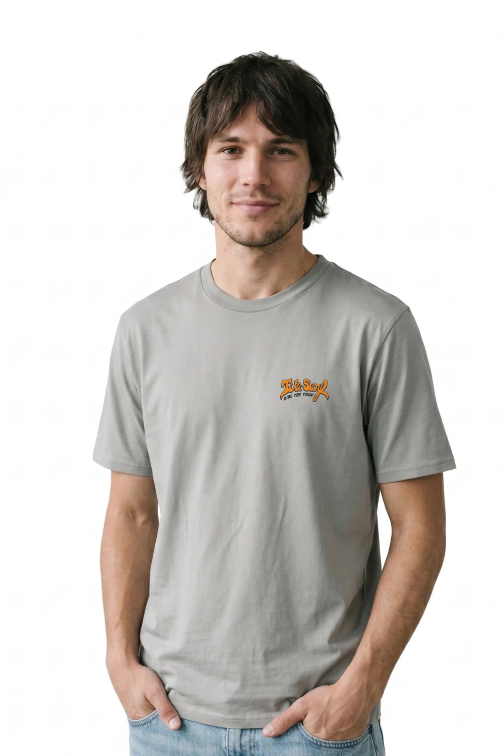 Tiki Surf Tour Mens T-Shirt Misty Grey - Image 2