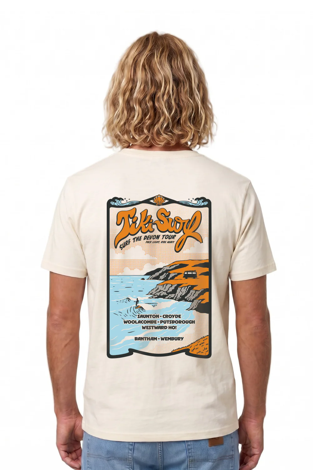 Tiki Surf Tour Mens T-Shirt Vintage White