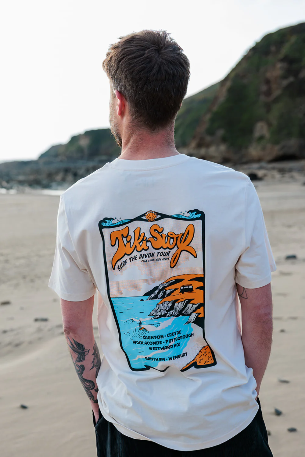 Tiki Surf Tour Mens T-Shirt Vintage White - Image 2