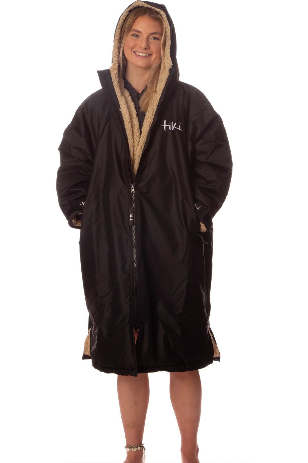 Tiki Tech Robe Black With Taupe Lining - Image 5
