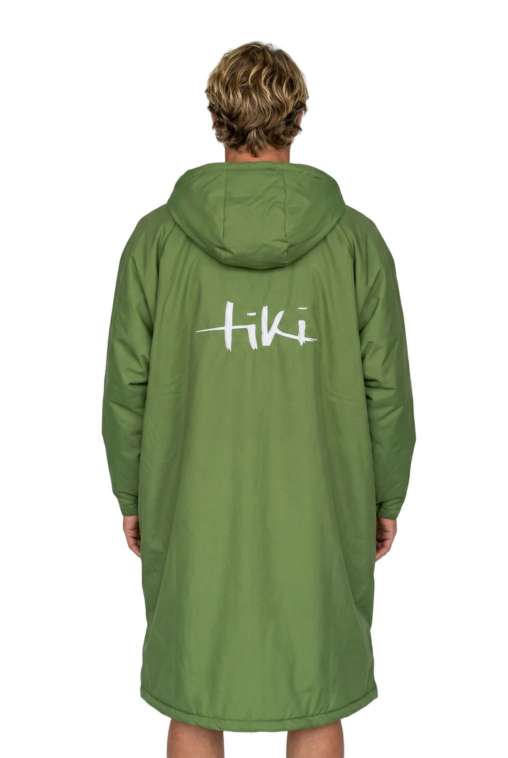 Tiki Tech Robe Green With Taupe Lining - Image 2