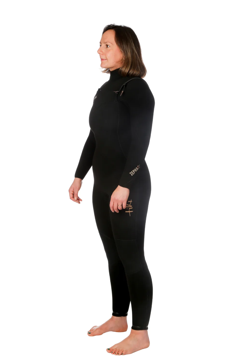 Tiki Zepha Eco 4/3 Womens Wetsuit Yulex Chest Zip Black - Image 6