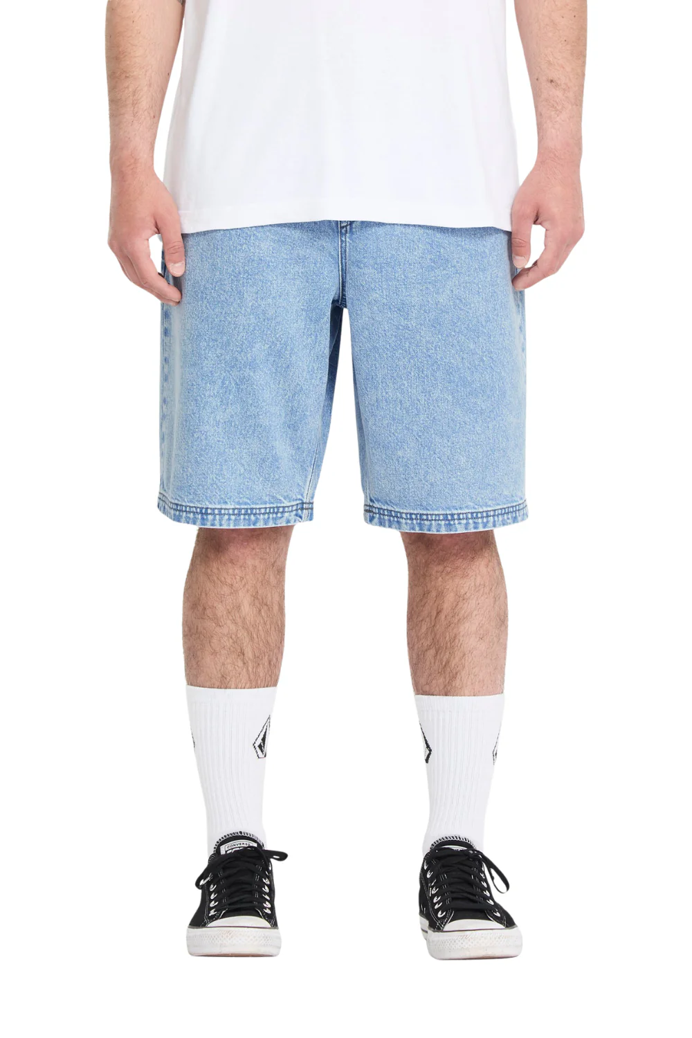 Volcom Freazy Denim Mens Elasticated Waist 22" Shorts Pale Aqua