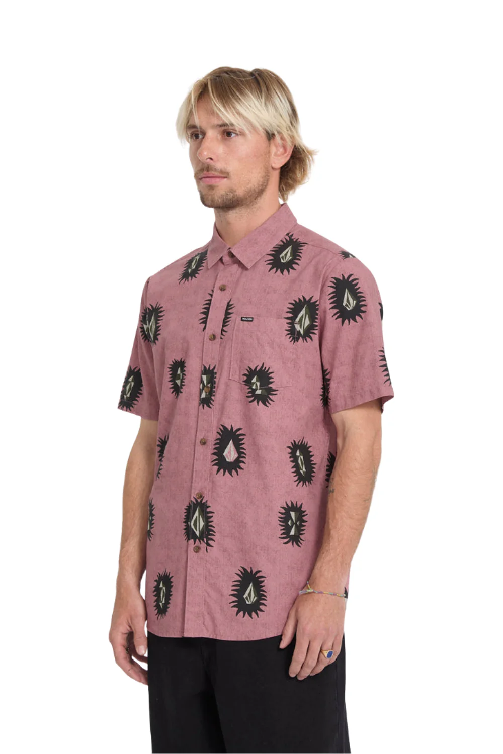 Volcom Markerstone Mens Short Sleeve Shirt Stone Rose - Image 3