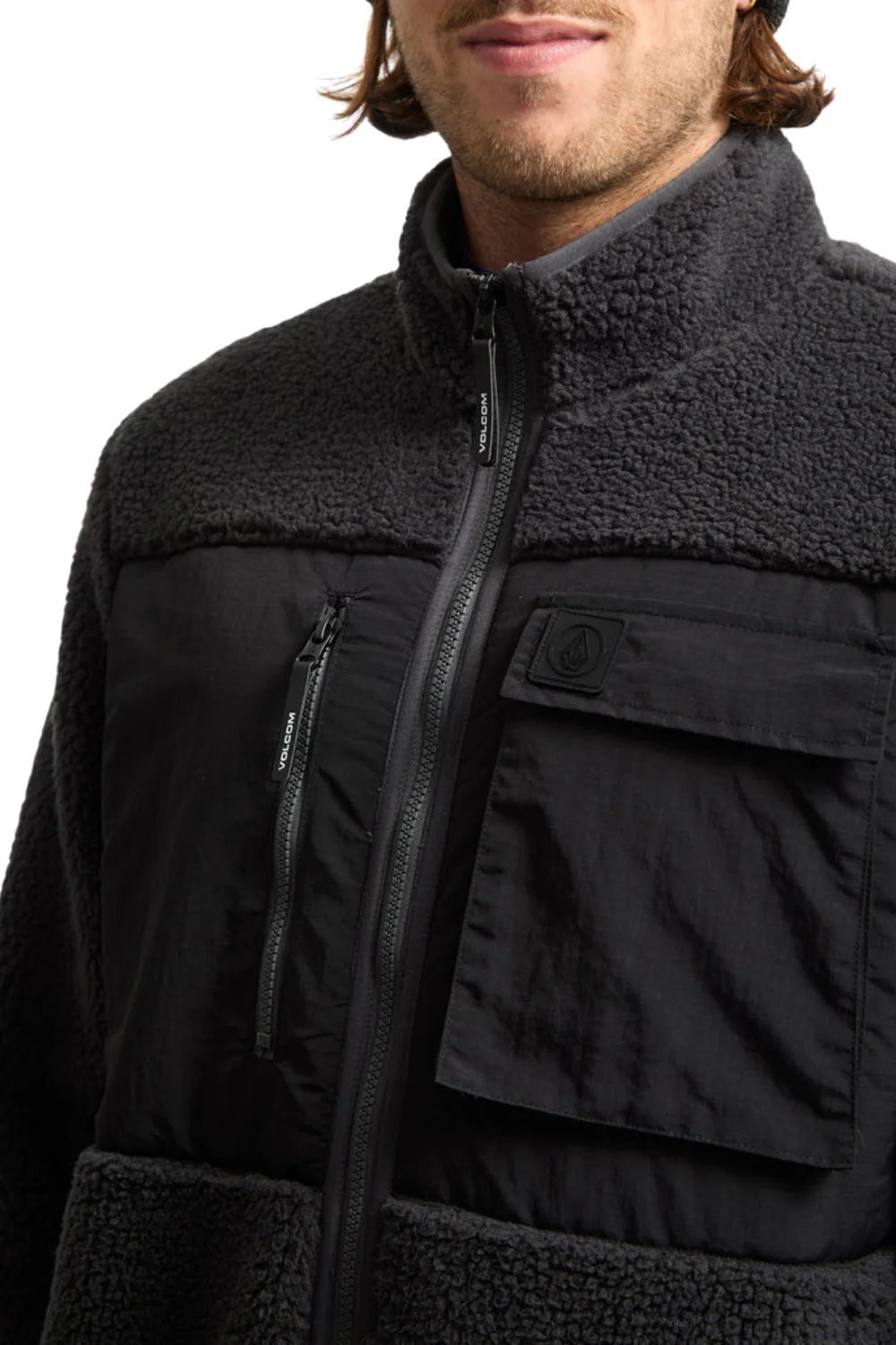 Volcom Mens Storm Stone Full Zip Fleece Jacket Asphalt Black - Image 4